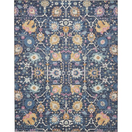 Palacedesigns 8 x 10 ft. Navy Blue Floral Buds Area Rug - Navy Blue - 8' x 10' PA3651493